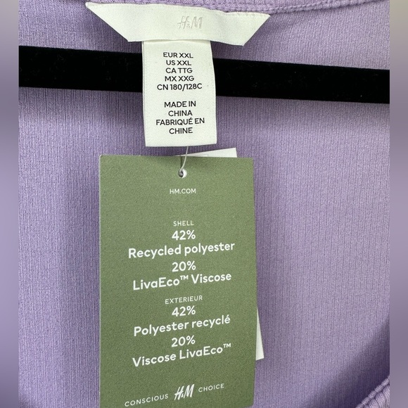 H&M Purple Ribbed Long Sleeve Body Suit Size XXL - Picture 2 of 4